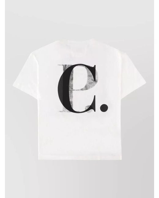 C P Company White Logo Crew Neck Short Sleeve Top for men