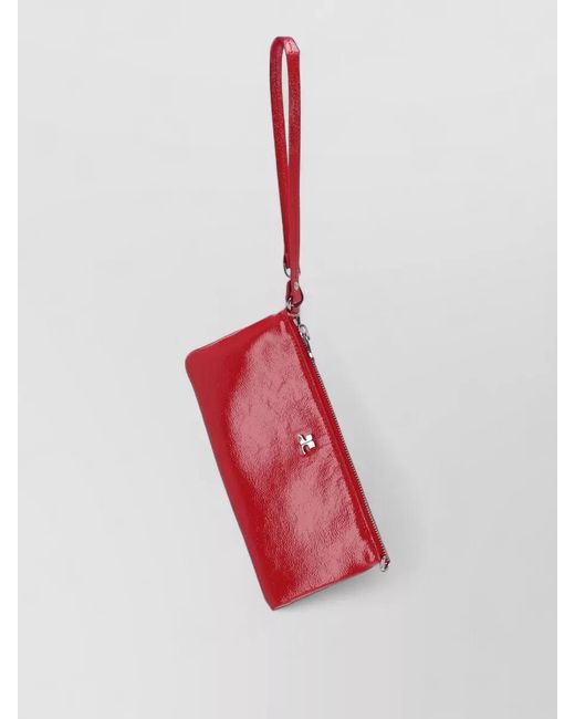 Courreges Red Cloud Varnished Leather Clutch Bag