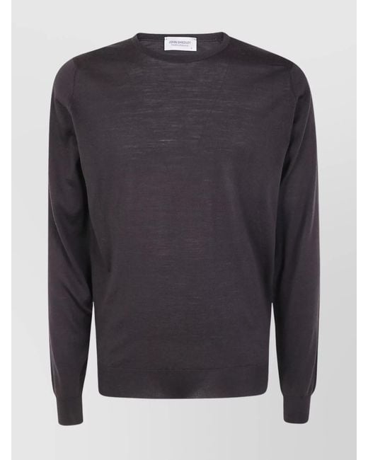 John Smedley Blue Merino Wool Crew Neck Jumper for men