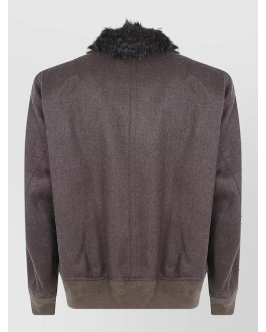 Sacai Gray Wool Bomber Jacket for men