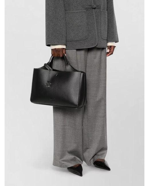 Tod's Black Pebbled Tote Bag Dual Top Handles