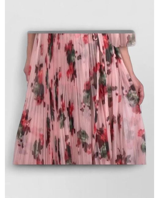 Philosophy Red Wrap Dress Floral Pattern Pleated Waistline