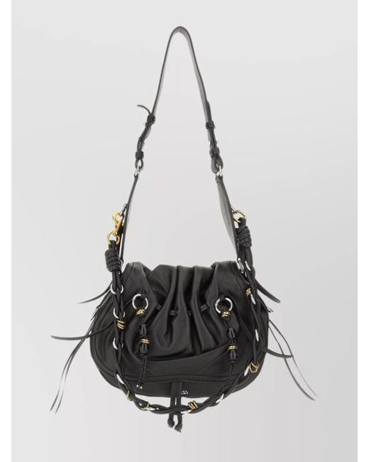 Isabel Marant Black Textured Shoulder Bag Adjustable Strap