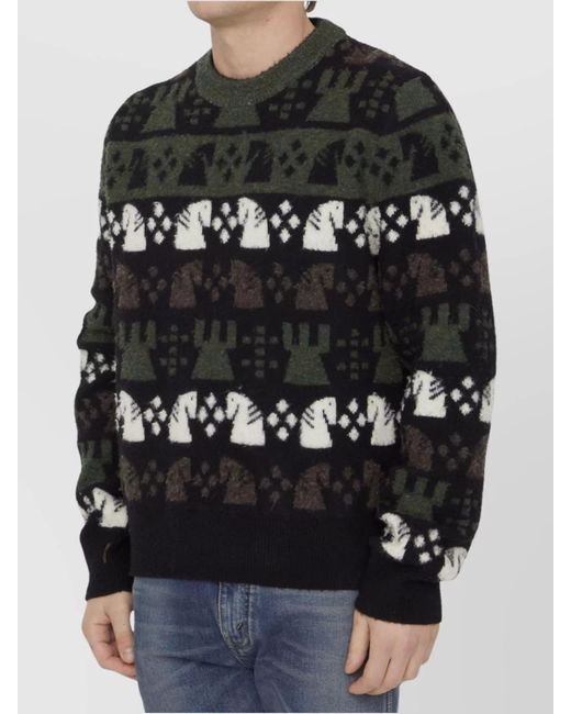 Burberry Black Ribbed Relaxed-Fit Checked Wool Jumper for men