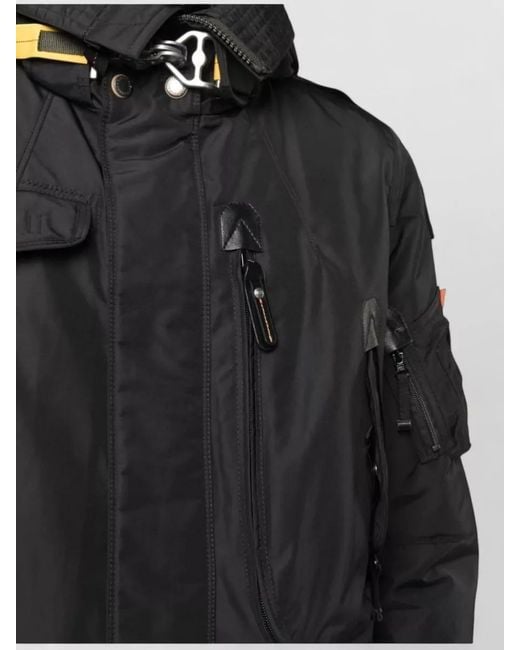 Parajumpers Black Hooded Coat Adjustable Cuffs Multiple Pockets for men