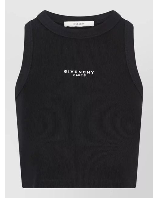 Givenchy Black Ribbed Cropped Tank Top