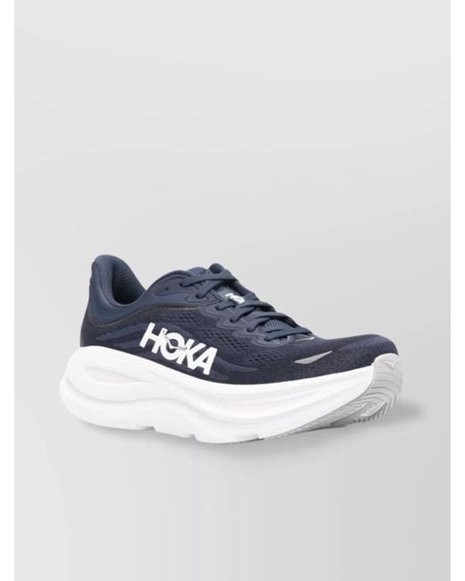 Hoka One One Blue Low Top Sneakers With Chunky Rubber Sole