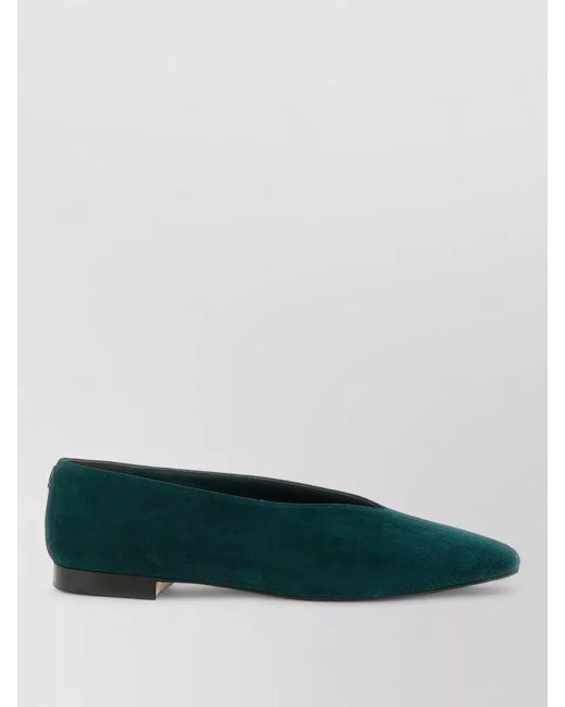 Jimmy Choo Green Suede V-Neck Ballerina Flats