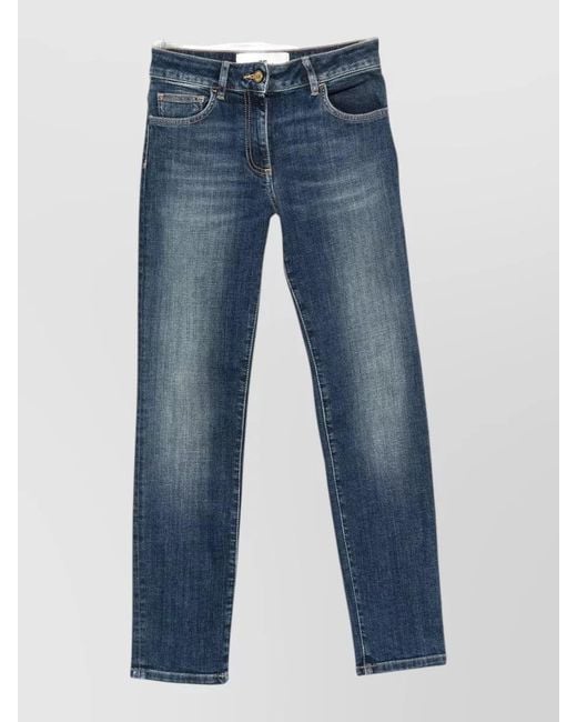 Elisabetta Franchi Blue High-Rise Straight-Leg Jeans