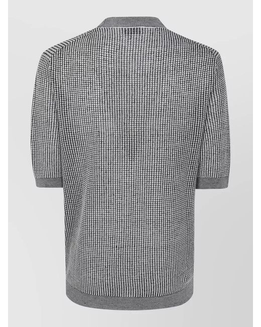 Ballantyne Gray Crew Neck Short Sleeves Textured Knit Pullover for men