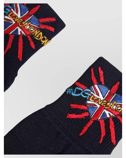 Dolce & Gabbana Blue Wool Knit Embroidered Mittens for men
