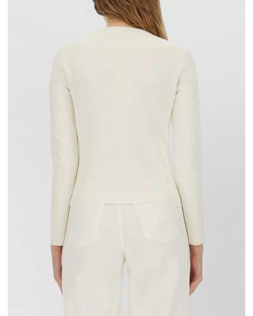 Max Mara White Logo Knit Crew Neck Long Sleeve Sweater