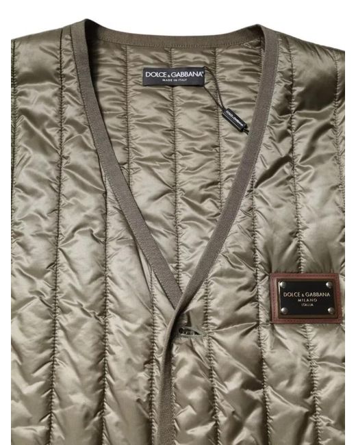Dolce & Gabbana Natural Quilted Sleeveless V-Neck Padded Vest for men