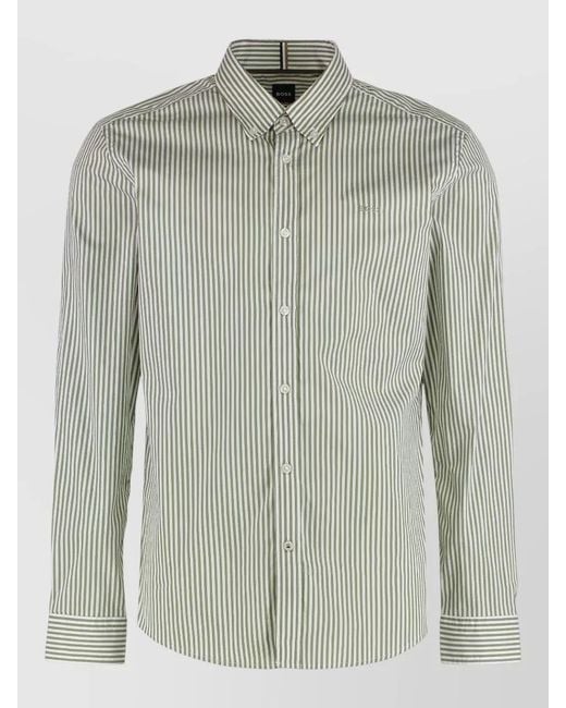 Boss Green Slim Fit Oxford Striped Cotton Shirt for men