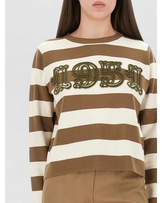 Max Mara Natural Viterbo Crew Neck Striped Knitwear
