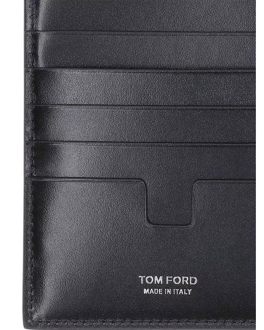 Tom Ford Blue Bi Fold Wallets Embossed Texture Design for men