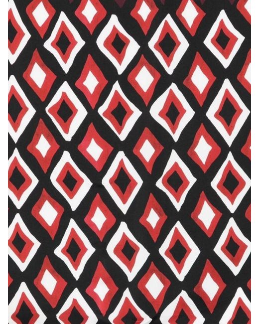Lanvin Black Silk Geometric-Print Square Scarf