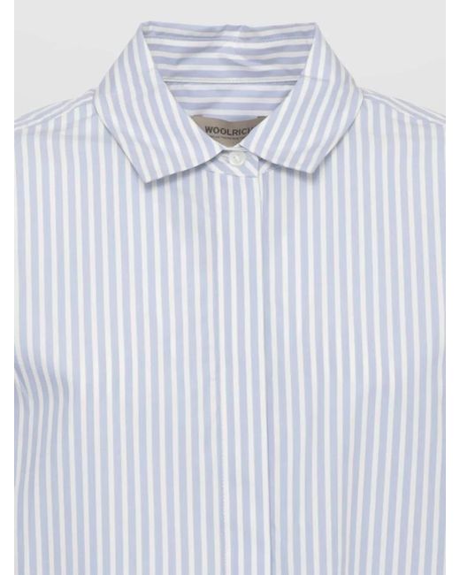 Woolrich White Striped Cotton Dress Knee Length Sleeves