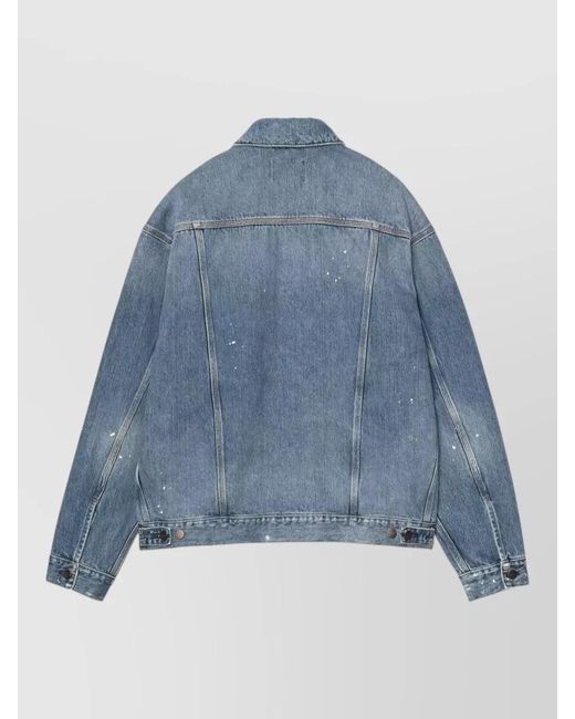 Carhartt Blue Denim Cotton Jacket Point Collar Long Sleeves for men