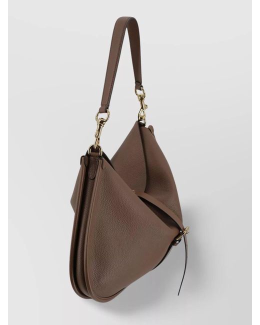 Etro Brown Hammered Calf Leather Shoulder Bag