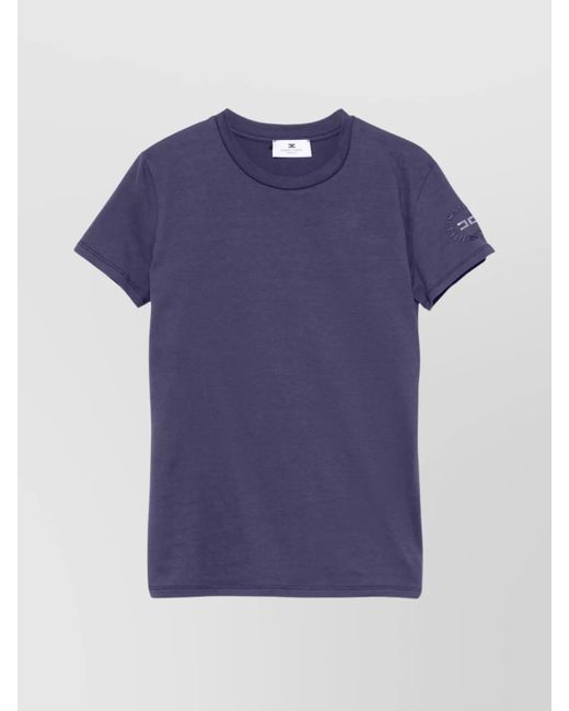 Elisabetta Franchi Blue Crew Neck Logo T-Shirt With Soft Fabric