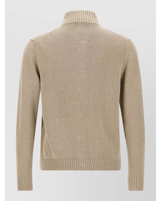 Zanone Natural Chioto Cardigan High Collar Front Pockets for men