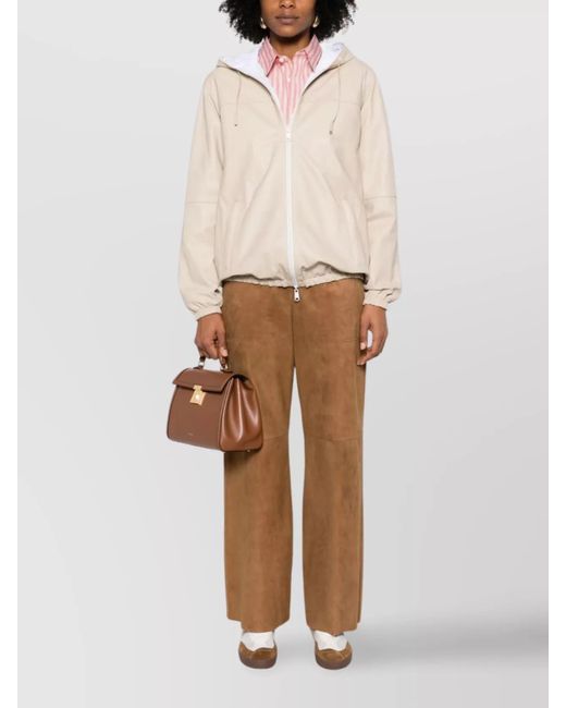 P.A.R.O.S.H. Natural Lamb Leather Hooded Fitted Jacket