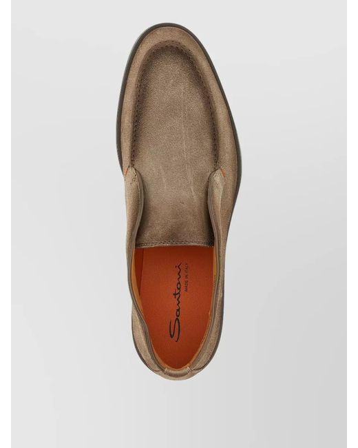 Santoni Brown Suede Ankle Boots Round Toe for men