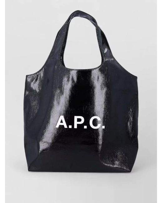 A.P.C. Black Ninon Tote Bag Horizontal Design