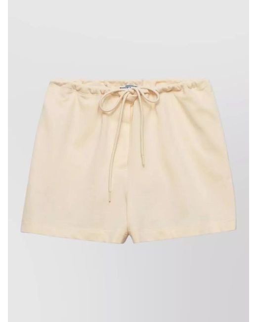 Prada Natural Cotton Shorts Featuring Back And Side Pockets