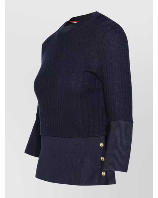 Thom Browne Blue Wool Sweater