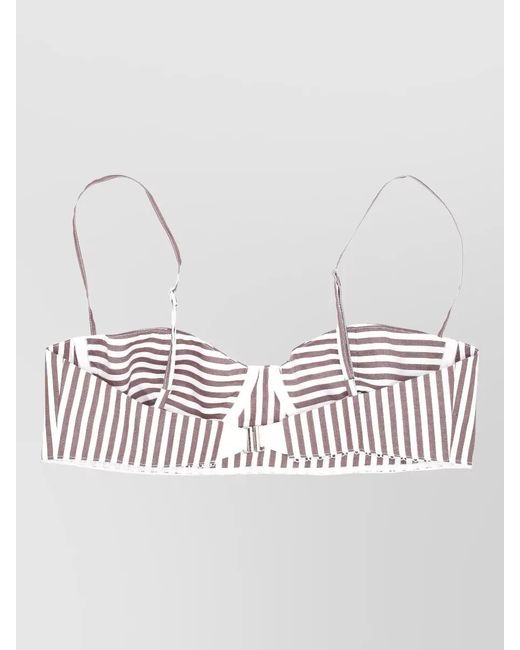 LA ROSE White Striped Cotton Bralette Top Soft Cup
