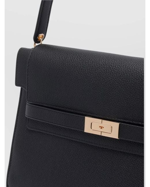 Tory Burch Black Lee Radziwill Large Leather Shoulder Bag