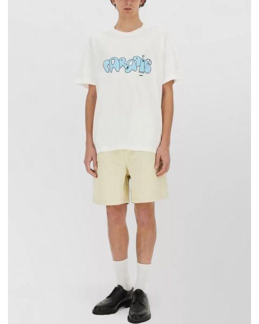 3.PARADIS White Edgar Plans Graphic Logo Crew Neck T-Shirt for men
