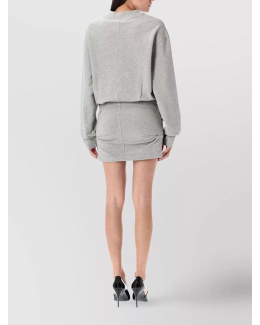 The Attico Gray Draped Cotton Mini Dress