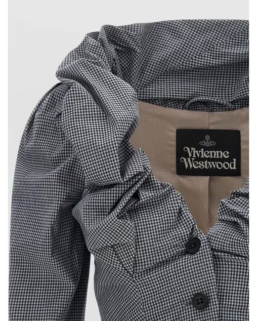 Vivienne Westwood Gray Kendall Blazer Belted Waist Ruffled Collar