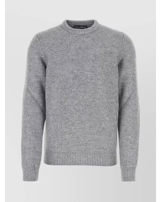 Dolce & Gabbana Gray Logo-Plaque Jumper for men