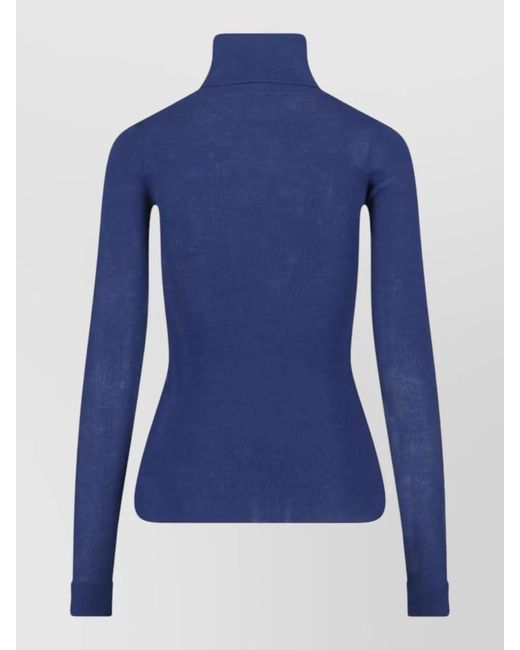 Frankie Shop Blue Silk Wool Crewneck Sweatshirt