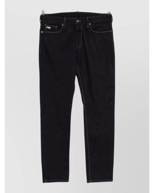 Emporio Armani Blue Denim Mid-Rise Skinny Trousers for men