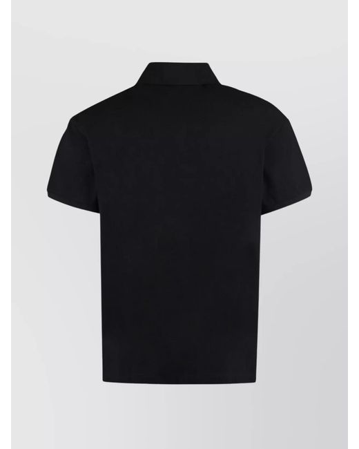 Palm Angels Black Cotton Piqué Polo Shirt for men
