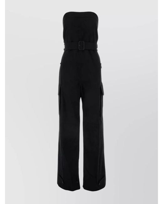 Saint Laurent Multicolor Cotton Cassandre Bustier Jumpsuit