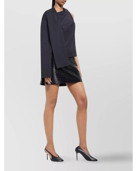 Courreges Black Vinyl High-Rise Cutout Mini Skirt