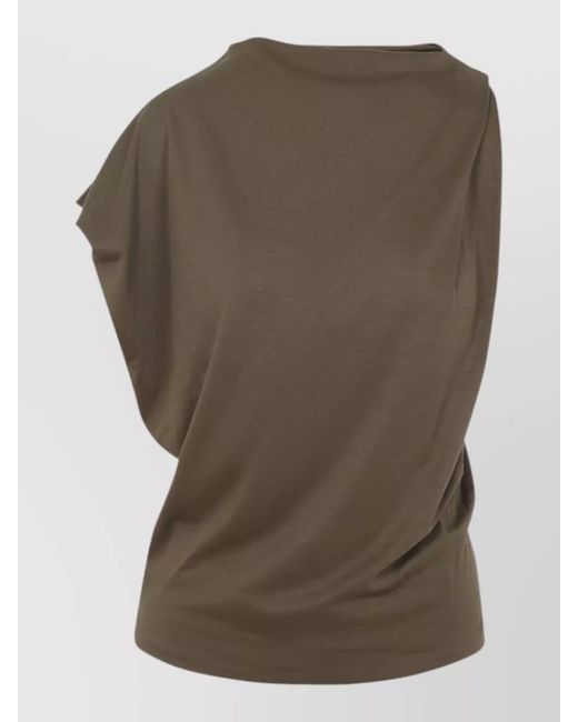 Jacquemus Green Silk-Blend Asymmetric Sleeveless Draped Top