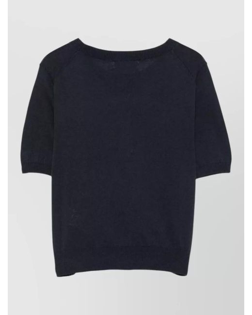 DUNST Blue Linen Cotton Knit T Shirt Round Neck