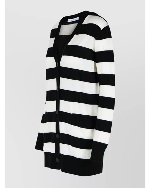 Max Mara Black Virgin Wool Two-Tone Cardigan