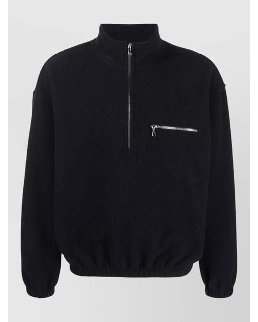 Rier Blue Crewneck Jacket High Collar Pocket for men