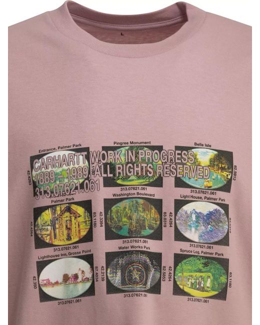 Carhartt Pink Coordinates Crew Neck Graphic Print T Shirt for men