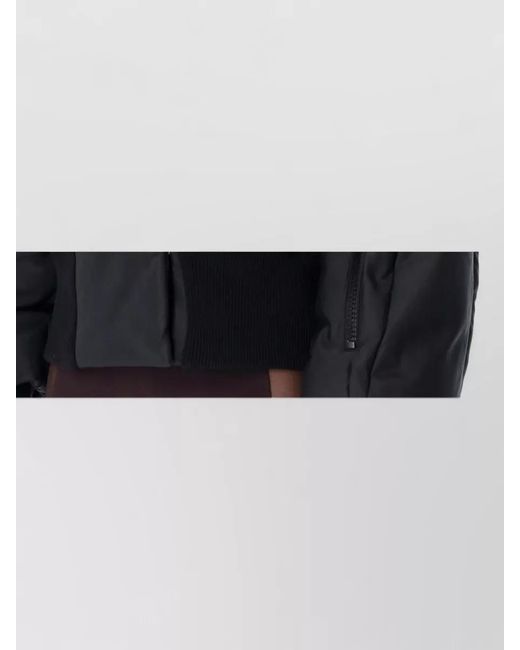 The Attico Black Hooded Bomber Jacket Cropped Padded