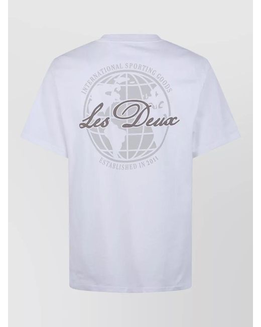 Les Deux White Ben Globe Graphic Back Print T Shirt for men