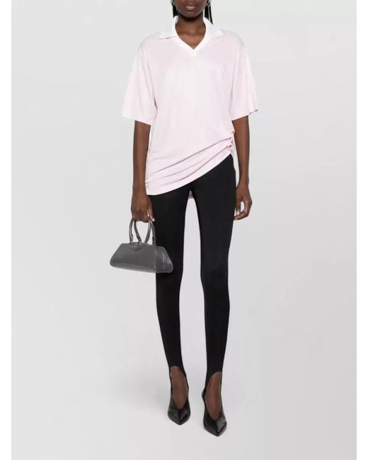 Courreges Pink Oversized V-Neck Short-Sleeve Polo Top